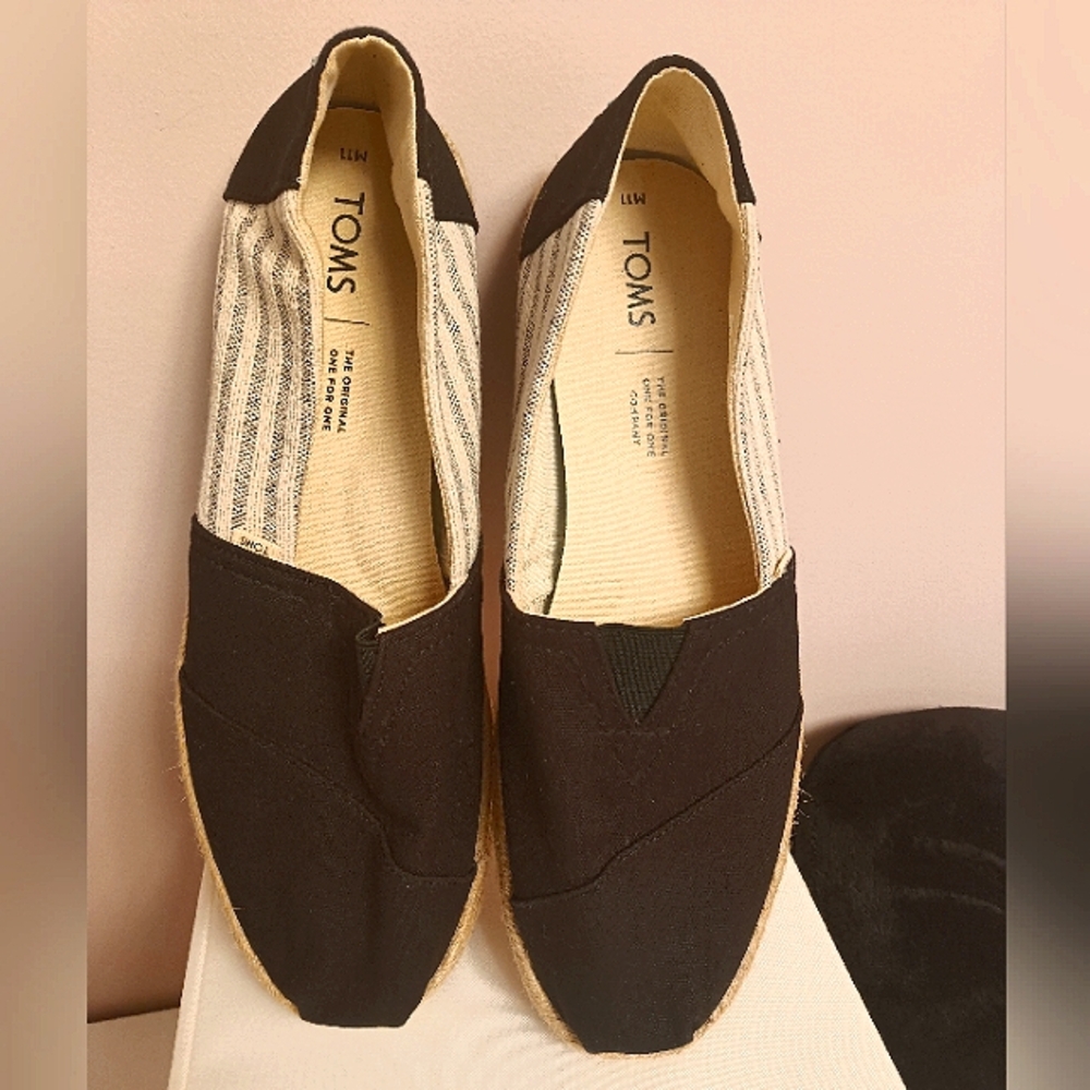 Toms Black and Cream Loafers